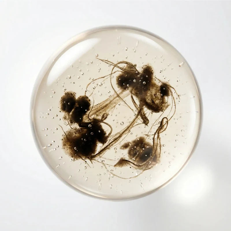 Visible clumps revealed after rinsing with iD Stain Mouthwash